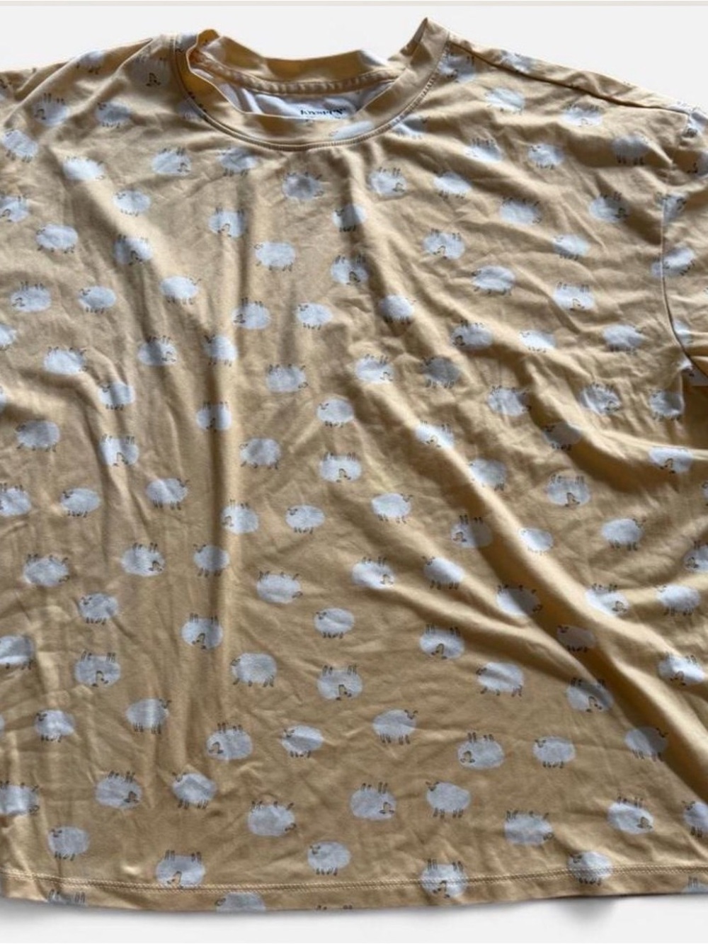 Women's Pajama Top in Mustard with White Sheep Print